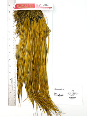 dyed Golden Olive - Whiting Line Rooster Saddle - Pro Grade