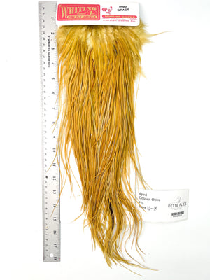 dyed Golden Olive - Whiting Line Rooster Saddle - Pro Grade (#3)