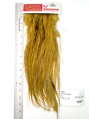 dyed Golden Olive - Whiting Line Rooster Saddle - Pro Grade (#4)