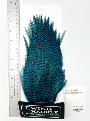 Grizzly dyed Silver Doctor Blue - Ewing Deceiver Patch (428)