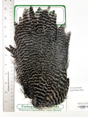 Grizzly dyed Light Blue Dun - Ewing Hen Saddle (497)