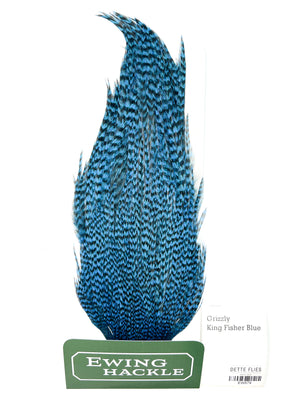 Grizzly dyed King Fisher Blue - Ewing Rooster Cape (579)