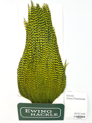 Grizzly dyed Green Chartreuse - Ewing Rooster Cape (582)