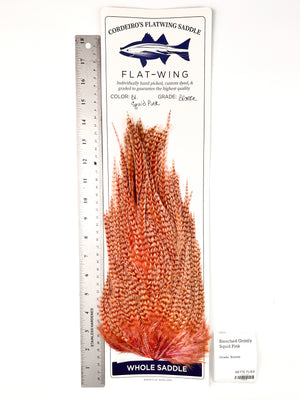 Bleached Grizzly dyed Squid Pink - Ewing x Cordeiro's Flatwing Saddle - Bronze (#698)