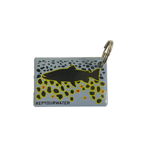 Rep Your Water Enamel Key Ring - Brown Trout Flank