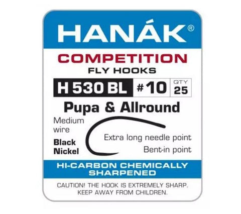 Hanak Competition Fly Hooks - H530BL Barbless Pupa & All Around Hook