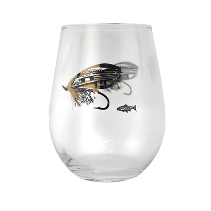 Rep Your Water Stemless Wing Glass - Metallic Salmon Fly