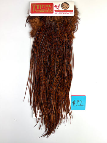 Grizzly dyed Brown - Bronze Grade - Whiting Midge Rooster Saddle
