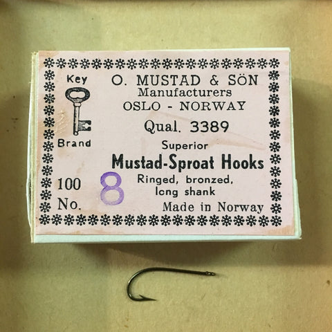 NOS Vintage MUSTAD Key Brand Salmon Eggs Gold 8 Hooks - Size 14