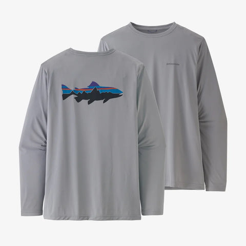30% off - Patagonia 52147 M's Long-Sleeved Capilene Cool Daily Fish Graphic Shirt