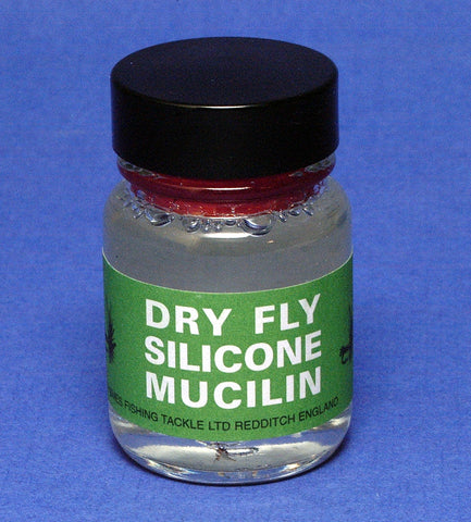 Mucilin Silicone Liquid Dry Fly Floatant in Hourglass Bottle